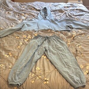 Nasty Gal Soft Blue Hoodie and Joggers Set